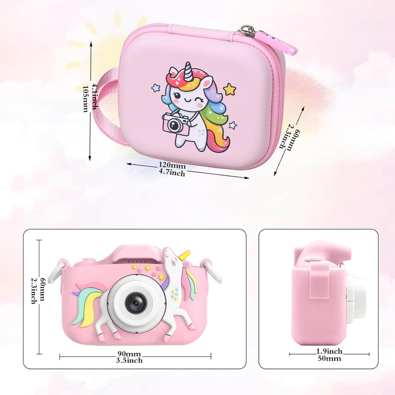 worfty Kids Camera Case Compatible with Goopow/Seckton/Masterbee/CIMELR/Desuccus/OUTUVAS/Dylanto/GKTZ Digital Video Camera Toys Camcorder Storage Holder Carrying-Pink Unicorn(Case Only) (Pink unicorn) - Image 3